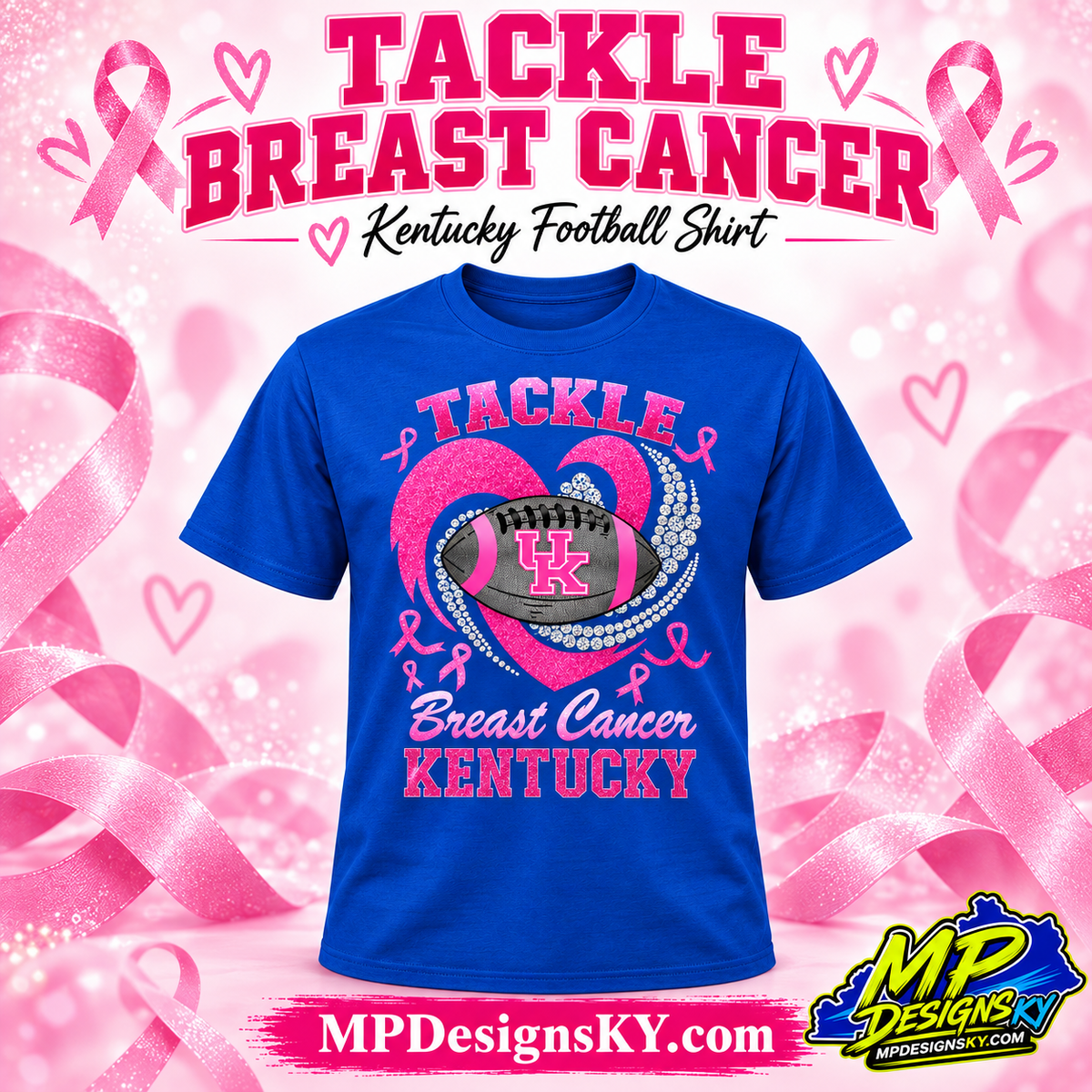 Kentucky Tackle Breast Cancer royal blue T-shirt