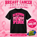In October We Wear Pink Breast Cancer Awareness T-Shirt on a black unisex T-shirt